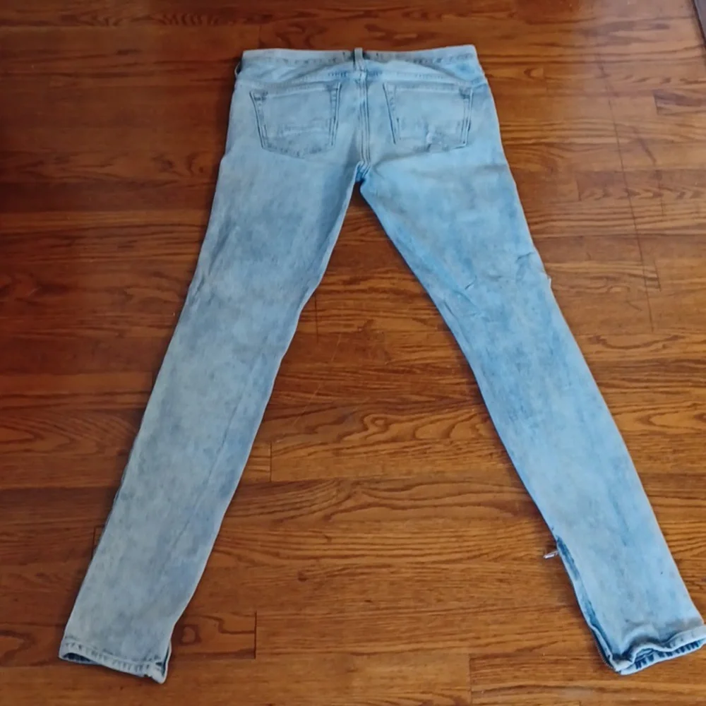 PacSun - Mens 29X30 Stacked/Distressed Light Wash Skinny Jeans Zippered Ankles - Picture 11 of 11
